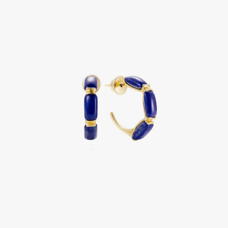 Oblong Small Hoops in Lapis Lazuli