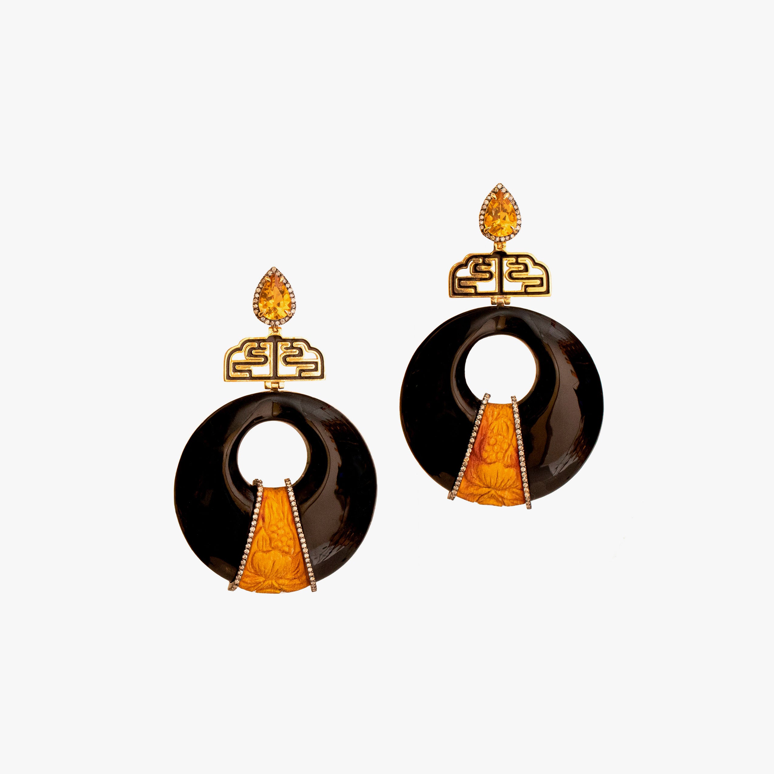 Citrine Lacquer Plate Earring