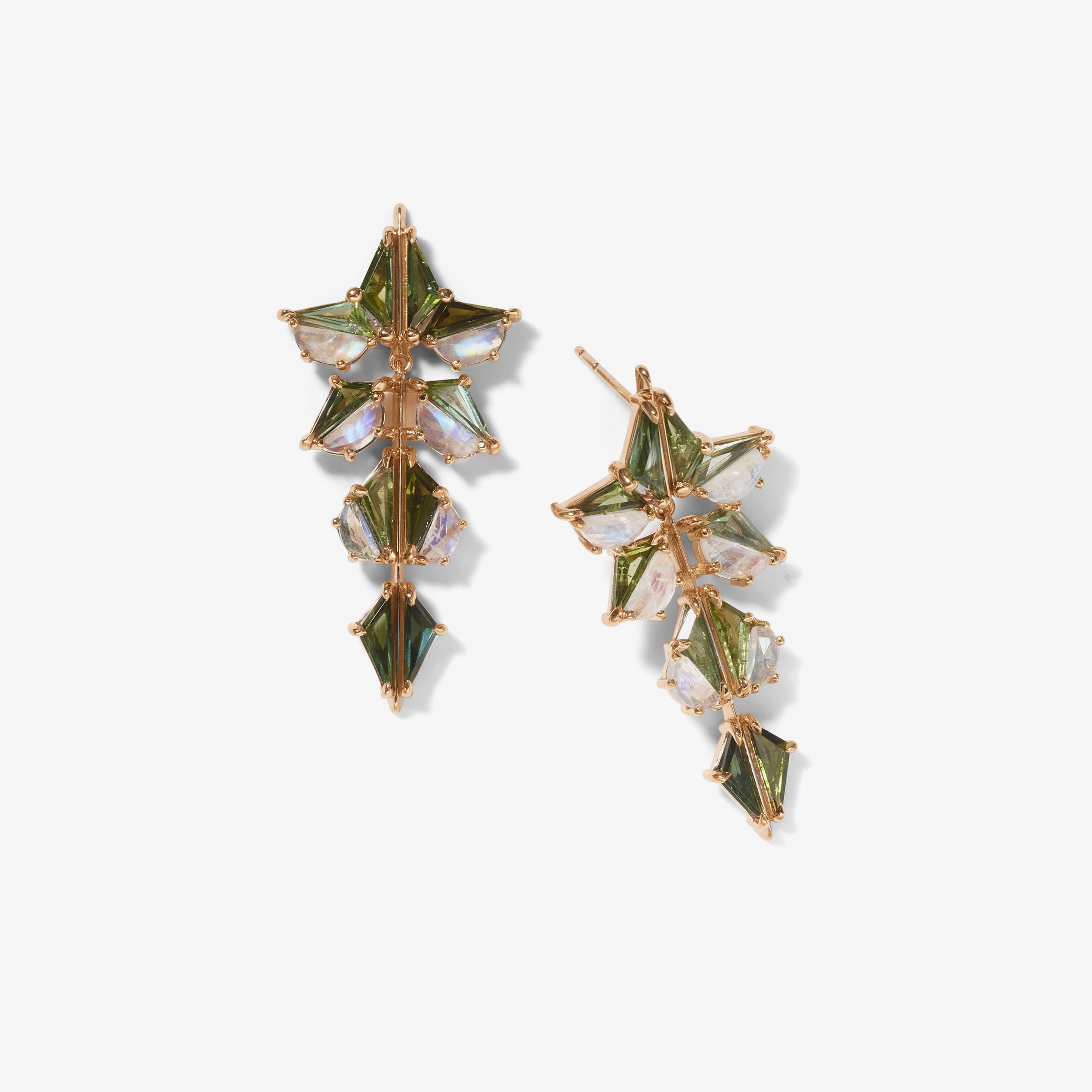 Shuriken Earrings - Green Tourmaline