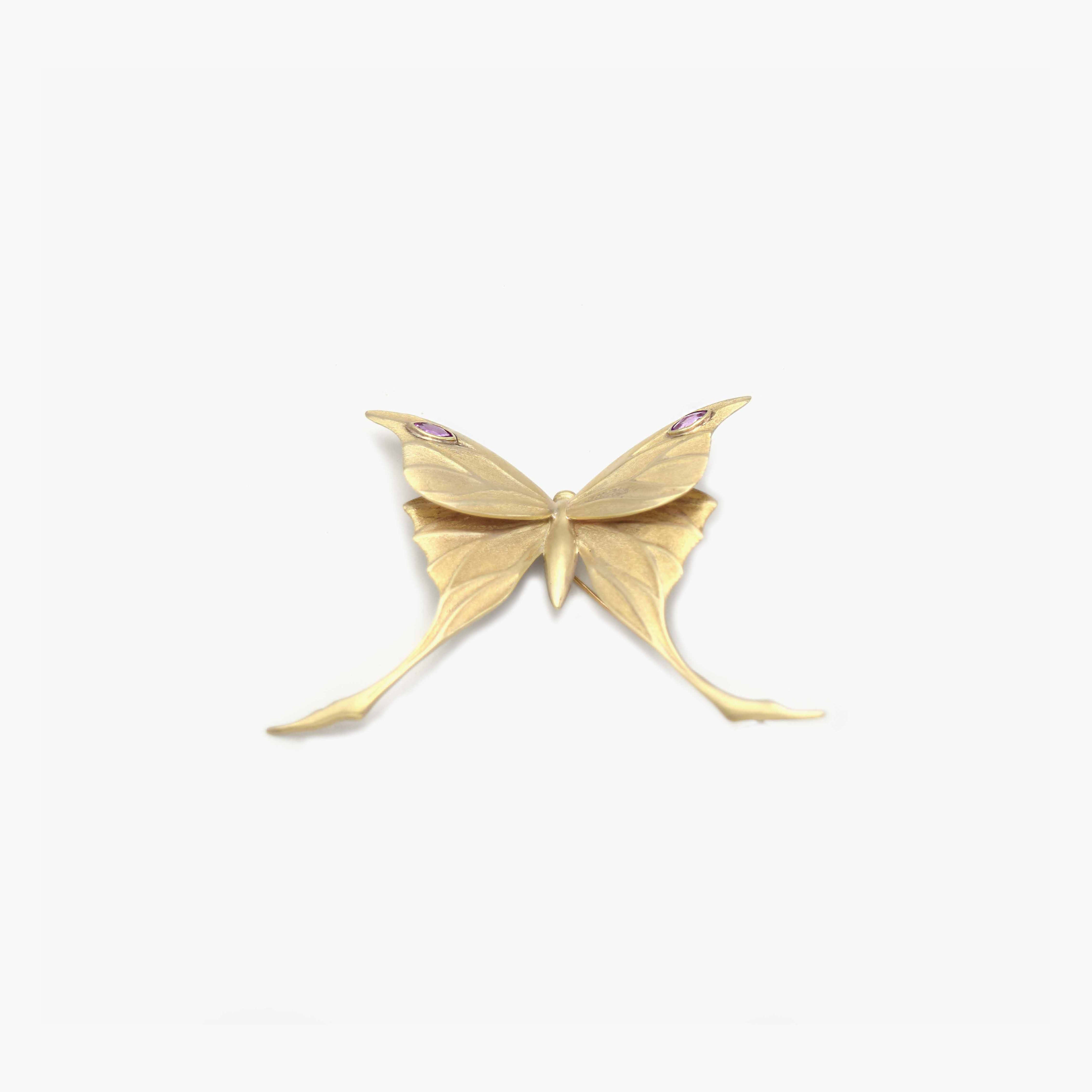 Moth Brooch with Pink Sapphires