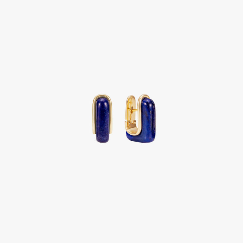 Oblong Small Earrings in Lapis Lazuli