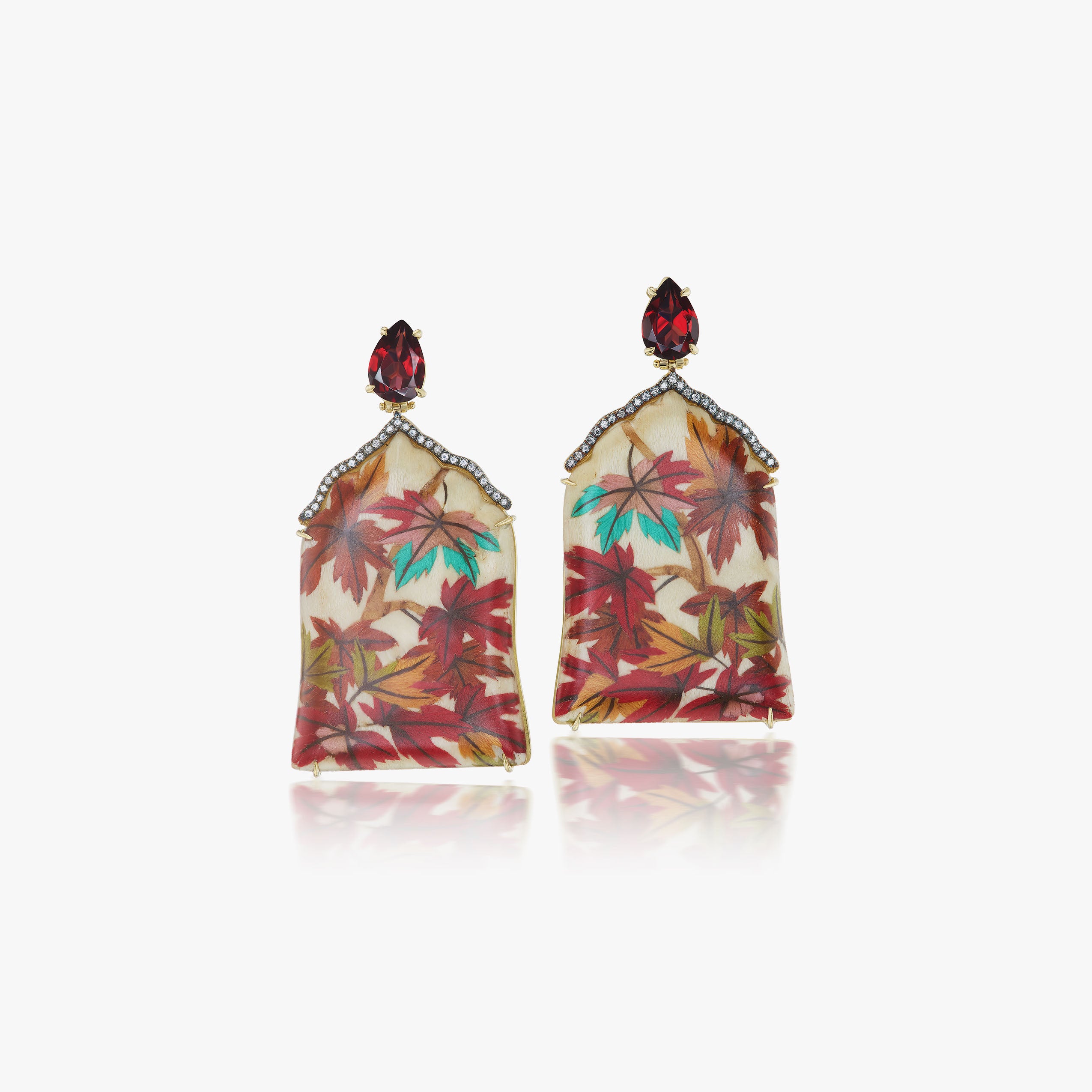 Red Marquetry Earrings