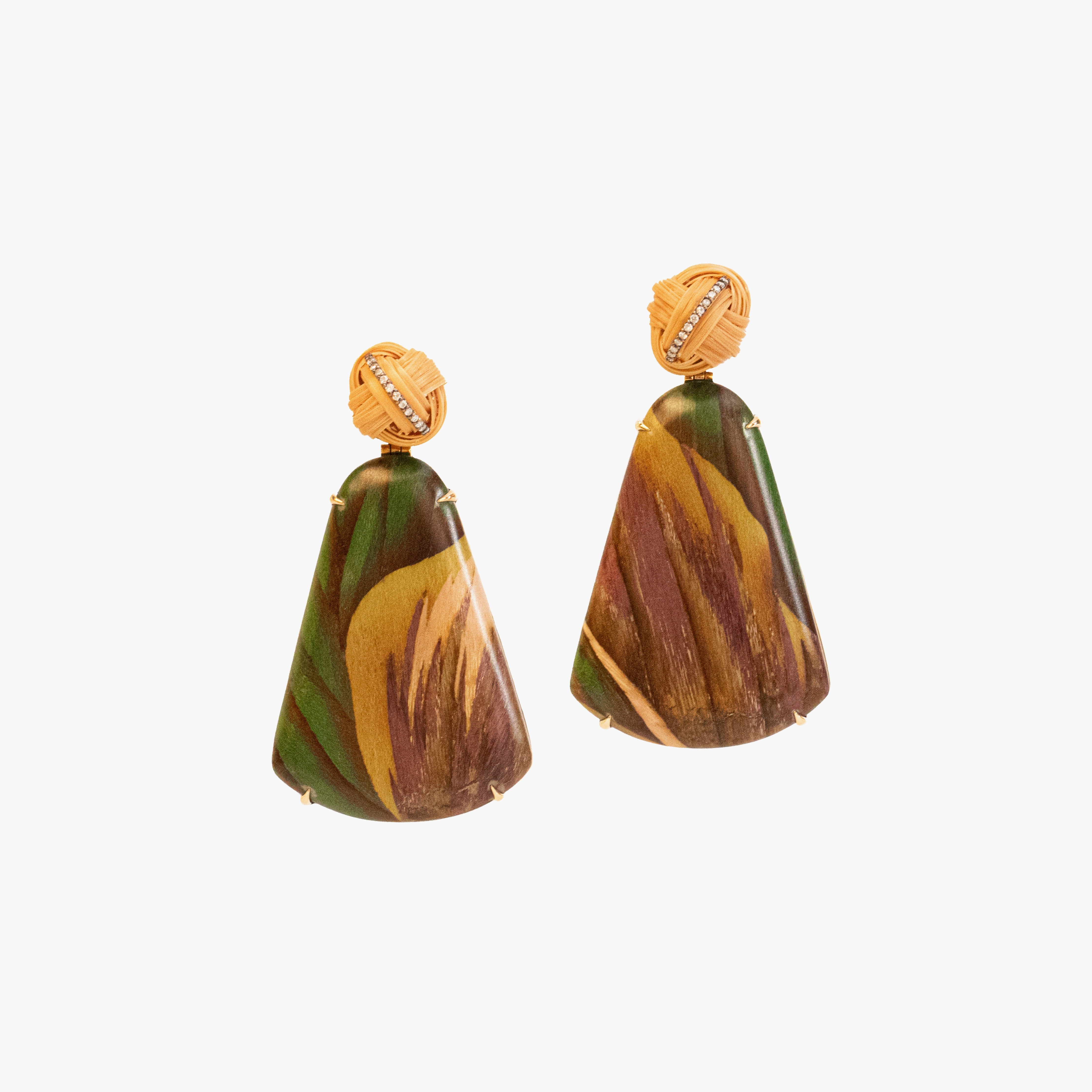 Marquetry Earrings with Bamboo