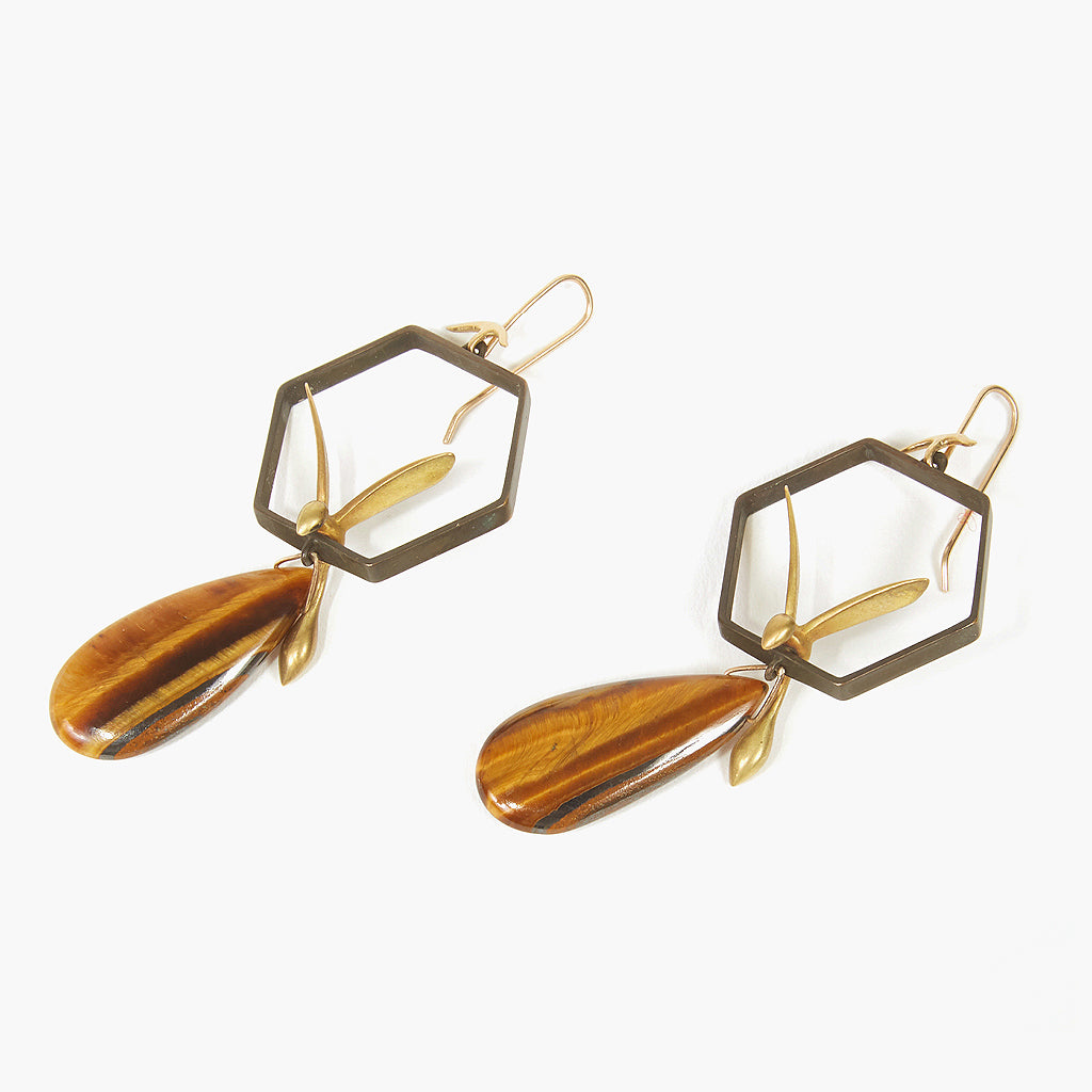 Wasps and Honeycomb Earrings