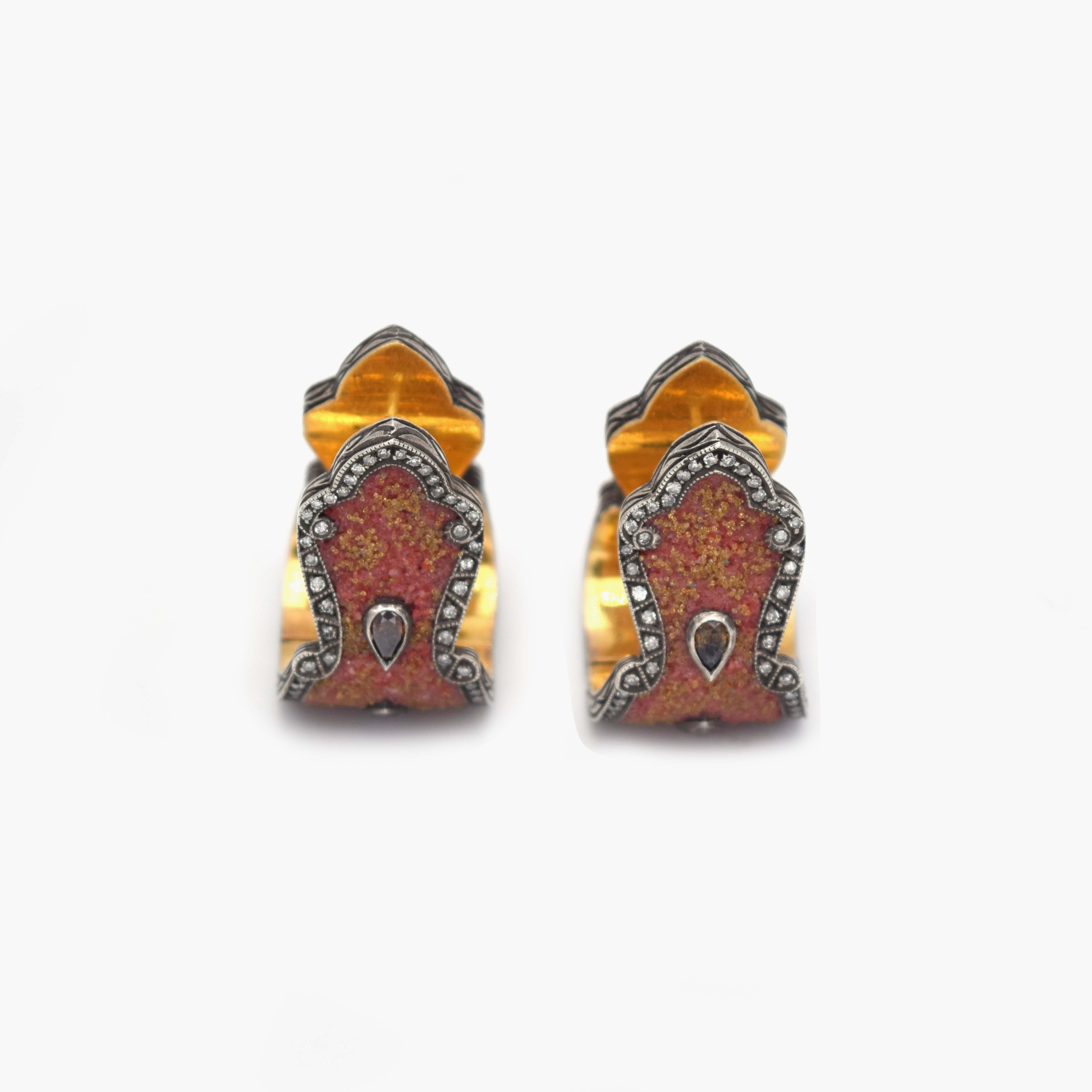 Carnelian and Yellow Diamond Earrings