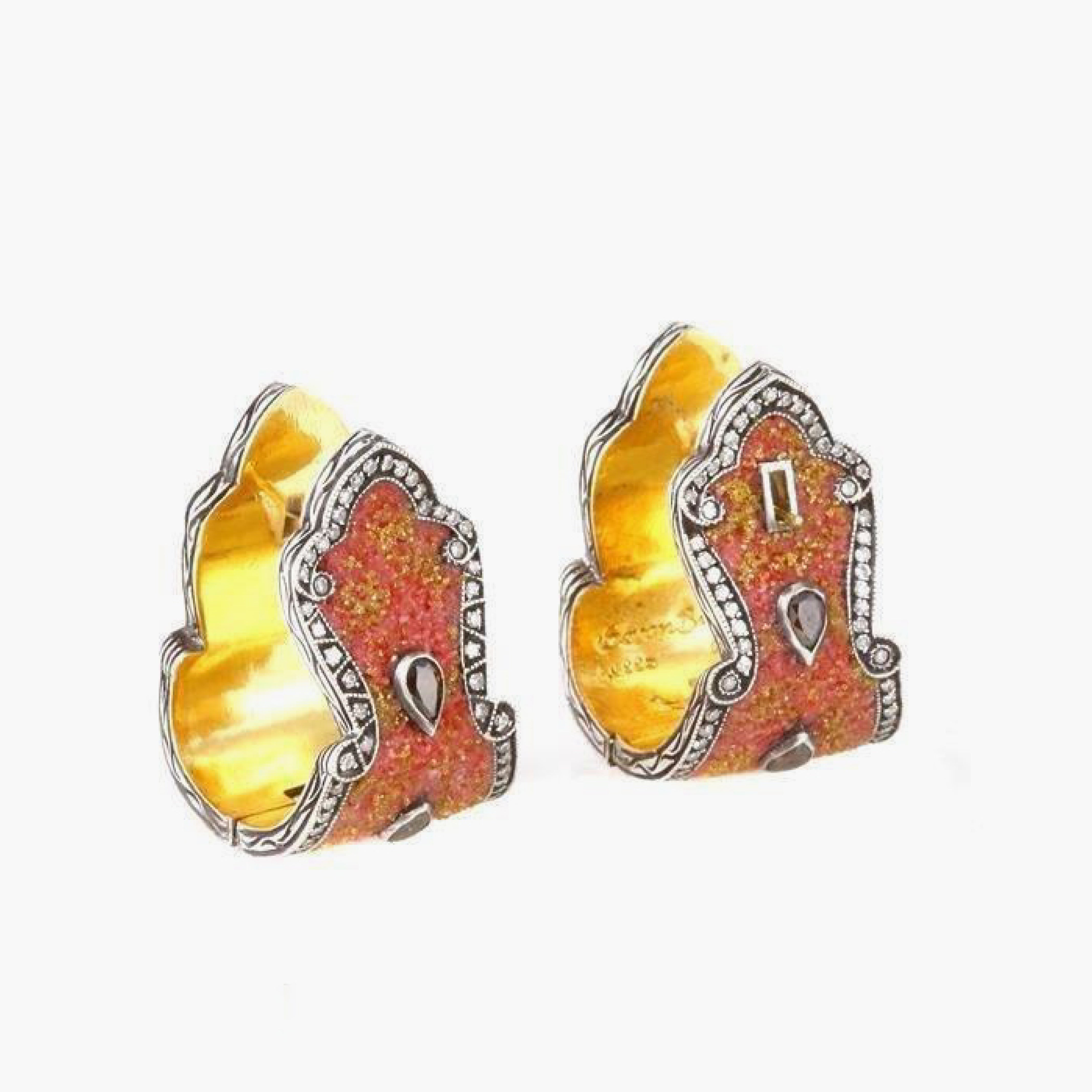 Carnelian and Yellow Diamond Earrings