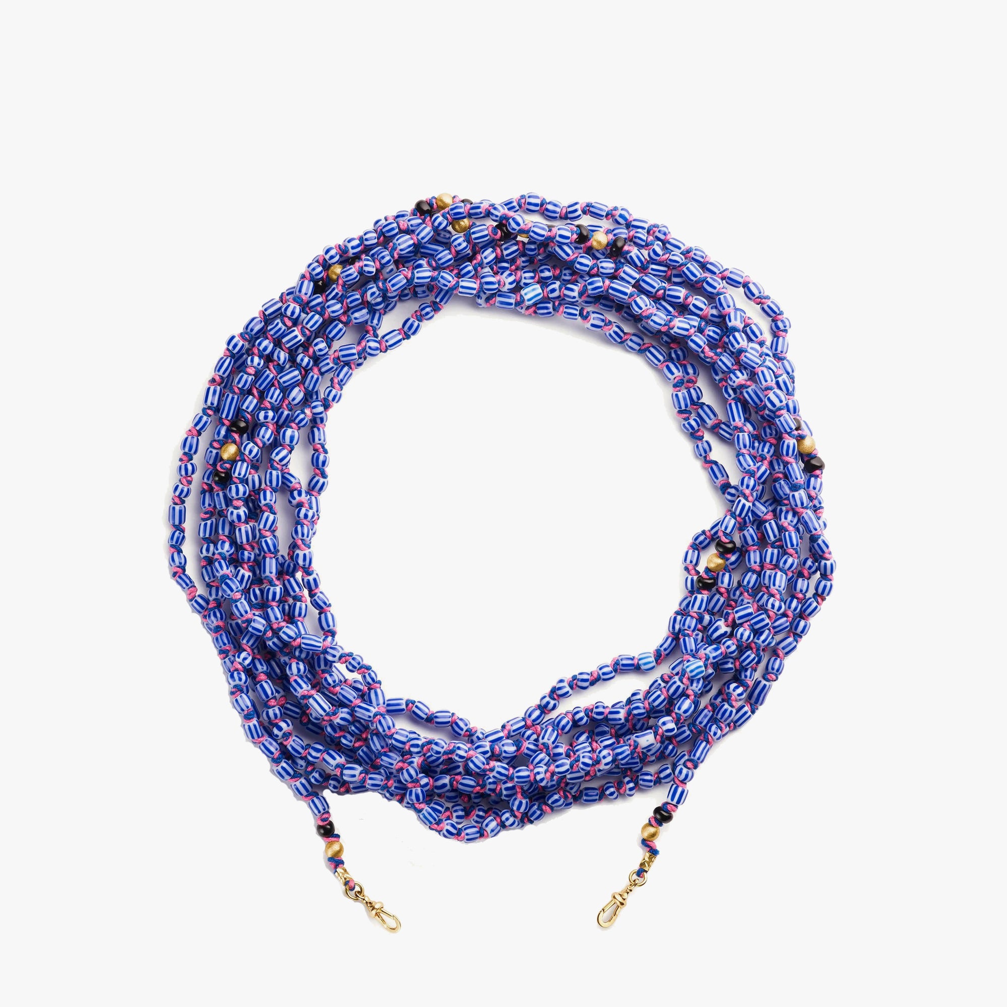 Blue and white Ghana Mauli beads