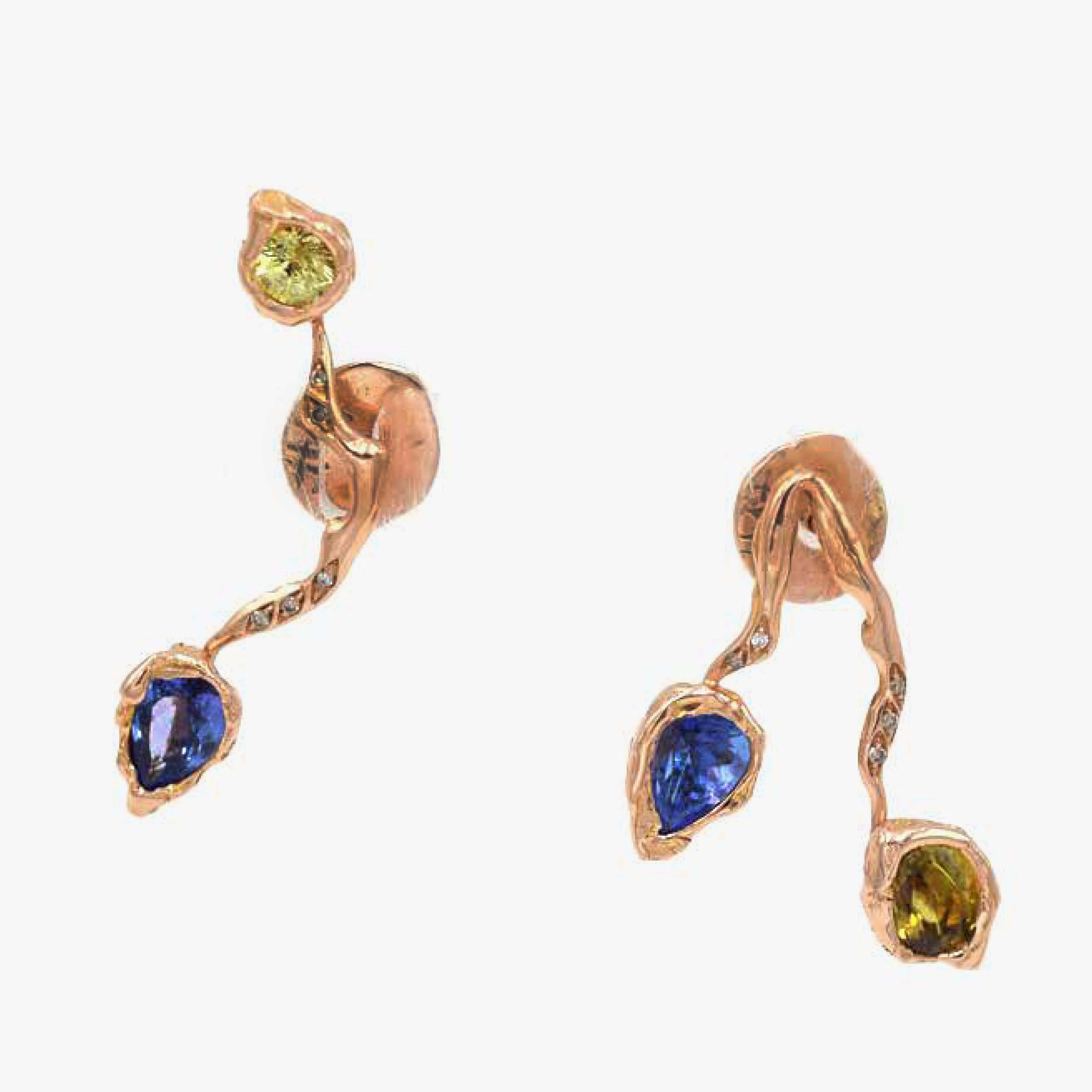 Blue and Green Sapphire Earrings