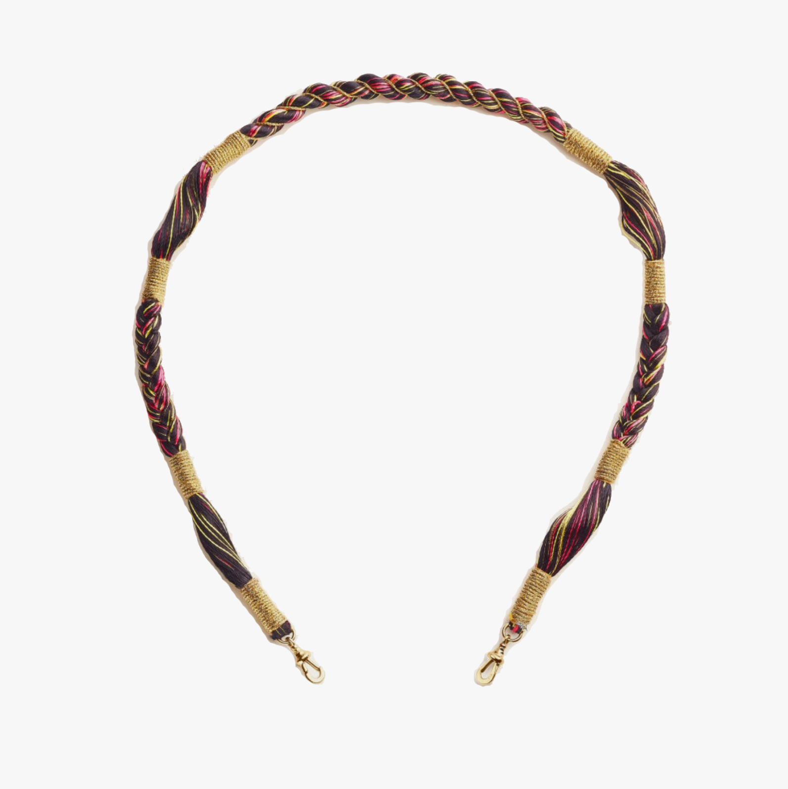 Black short Rathi cord with gold and pink accents